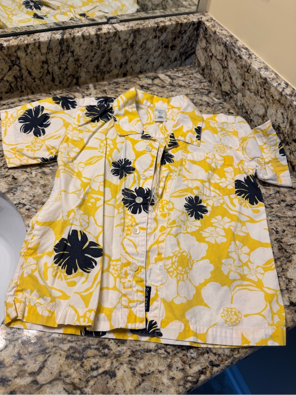 Yellow & Navy Floral Button-Up Camp Shirt 4 boys